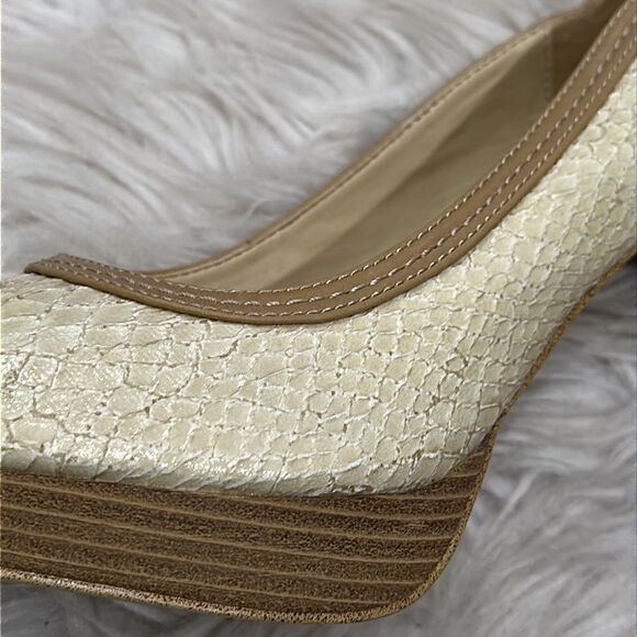 Kathy Van Zealand Dear Snakeskin Peep Toe Heels Sz 9 - Picture 16 of 16